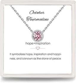 Presentski Collier de Naissance Argent 925 Pendentif Pierre Précieuse