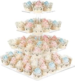 Présentoir à cupcakes carré à 4 étages en acrylique