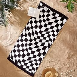 Grand textile damier noir-blanc