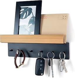 Porte-clés mural avec étagère en bois