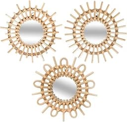 Trio de miroirs soleil en rotin Atmosphera