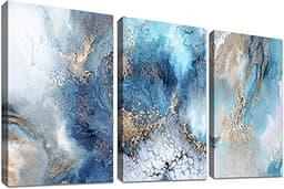 Triptyque océan bleu et doré sur toile