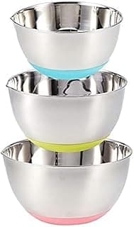 Bol Inox 3 pièces avec bec verseur et base en silicone antidérapante