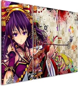 Lot de 3 Tableaux sur toile Manga Girl 120 x 90 cm