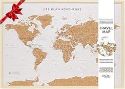 Carte du monde en liège avec épingles