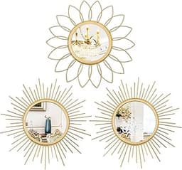 Uaussi Lot de 3 miroirs dorés effet soleil