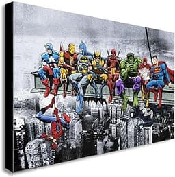 Toile encadrée Superhéros – Déjeuner au sommet (A3)