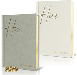 Élégant livre de vœux de mariage en lin avec lettrage en feuille d’or