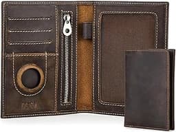 Portefeuille passeport cuir + AirTag