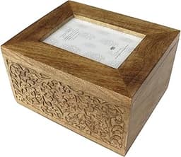 Grande boîte souvenir en bois avec cadre photo intégré