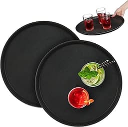 Relaxdays Lot de 2 Plateaux ronds 40 cm antidérapants