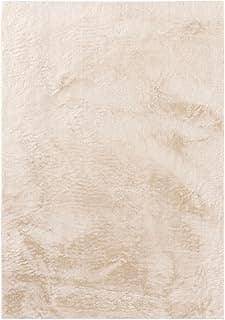 benuta Basic Tapis Salon Fausse Fourrure Furry - Beige 60x120 cm