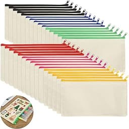 SENENQU - Lot de 30 pochettes en toile zippées personnalisables (12×21 cm)