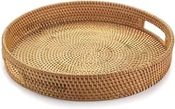 Plateau de Service Rond en Rotin