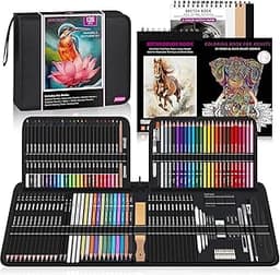 HIFORNY Kit de dessin et d'esquisse 136 pièces