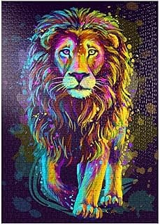 MyPuzzle Portrait Artistique d'un Lion en Néon