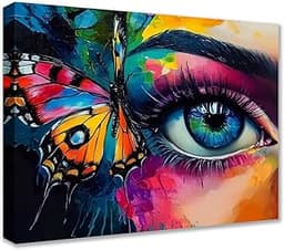 Toile encadrée visage et papillons 30 x 40