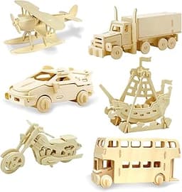 Georgie Porgy Puzzles 3D en Bois Lot de 6 (Avion Bus Voiture etc.)