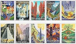 Lot de 10 affiches A4 Tolkien