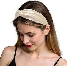 ZLYC Bandeau élastique en soie de mûrier noué pour cheveux