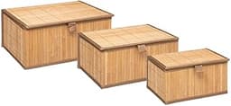 Five – lot de 3 paniers avec couvercles en bambou