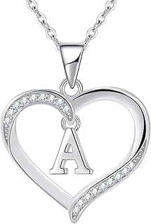 Cosie Lily Collier Initiale A-Z en argent avec cœur