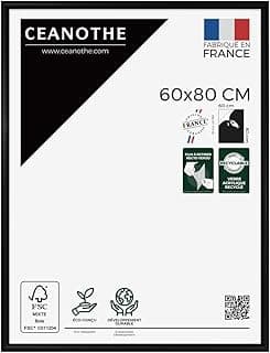 Ceanothe Cadre Photo 60x80 cm en Bois Noir, Pour Exposition et Idéal pour A2 et Affiche Poster, Collection Essentiel Verre...