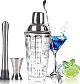 Kit shaker à cocktail en verre