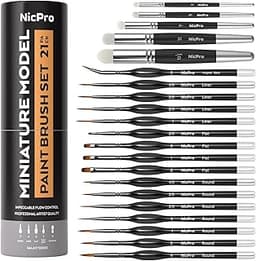 Set 21 pinceaux miniatures et drybrush Nicpro