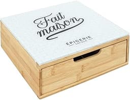 HOME DECO FACTORY, KA5953, Porte Capsules Tiroir en Bois et Verre