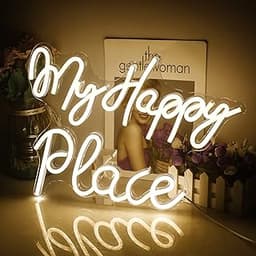 Panneau néon 'My Happy Place'