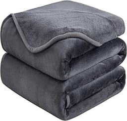HOZY Plaid Couverture Polaire 220x240cm Gris Fonce