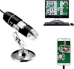 Jiusion 40 Jusqu à 1000X Grossissement Endoscope, 8pcs LED USB 2.0 Microscope numérique, Mini caméra avec Adaptateur OTG