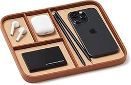 Nordik Plateau de valet en cuir, marron sable