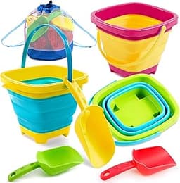 Sloosh Lot de 3 seaux Pliables avec pelles