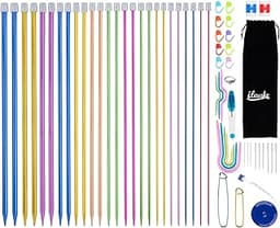 ilauke - Lot de 60 aiguilles circulaires interchangeables (acier inoxydable, 35 cm)