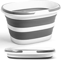 Seau pliable de 16 l avec poignées, seau de nettoyage pliable en silicone