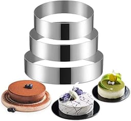 Domeilleur 3 pcs Cercle a Patisserie 20 23 26 cm, Cadre Pâtissier Rond INOX Argent