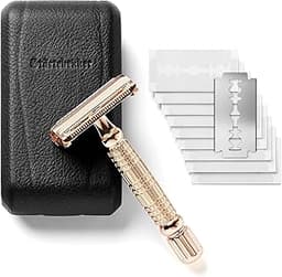 Störtebekker Rasoir de sûreté avec étui cuir fait main - Set de rasage