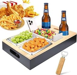 TEGOVE Plateau de canapé avec porte-gobelets