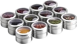 Aiyola Lot de 12 boîtes à épices magnétiques en acier inoxydable