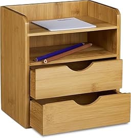Relaxdays Organiseur de bureau en bambou