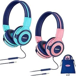 SIMOLIO 2 Paquet Casque Audio Enfant avec Limiteur de Volume de 75dB/85dB/94dB, de Partager Musique Microphone pour Lunni ...