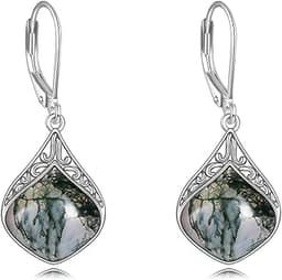 Boucles d'oreilles en Pierre de Lune en Argent Sterling Filigrane Larme