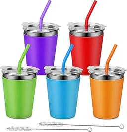 Hikrxya Lot de 5 Gobelets Inox & Paille