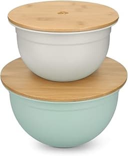 Navaris 2x saladier avec couvercle bambou (Ø16 cm et Ø20 cm)