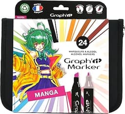 GRAPH’IT Trousse 24 Marqueurs Alcool Double Pointe - Set Manga