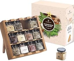 12 pots à épices en bois