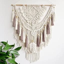 Lokeisna – Tenture macramé beige rose poudré