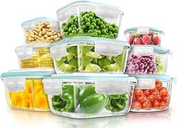 KICHLY Boîtes Alimentaires en Verre, 18 pièces (9 boîtes + 9 couvercles)